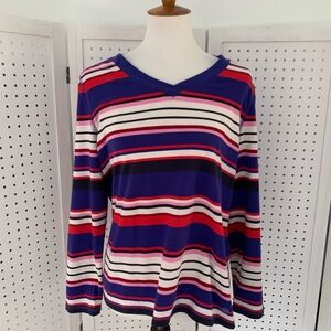 Talbots XL Petite stripe T by Talbots V neck Top